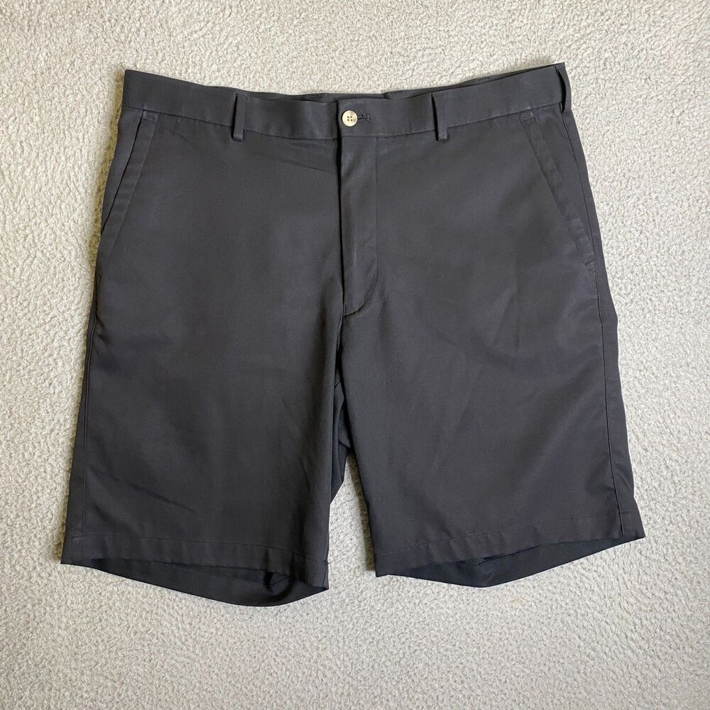 Peter Millar Shorts Mens 36 Black Crown Sport Chino Logo Golf Active Preppy